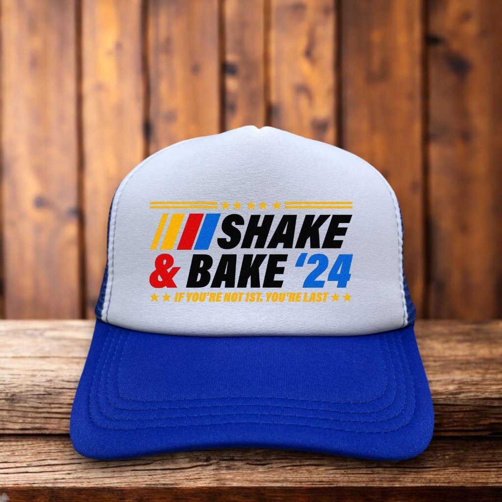 Talladega Nights Mens Trucker Hat Blue Shake  Bake Nascar Ricky Bobby Cap